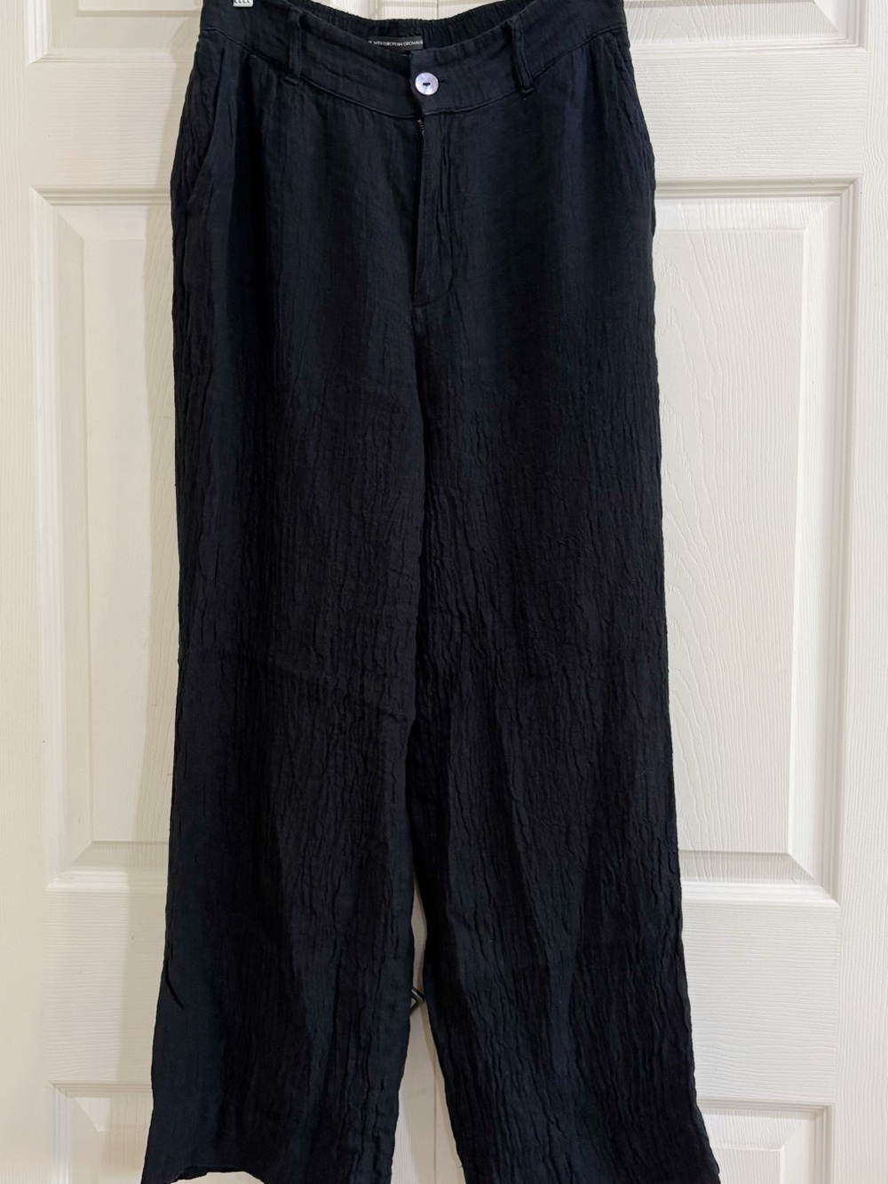 Style & Co. Black Wide-Leg Crinkle Chinos Wide Leg Pants
